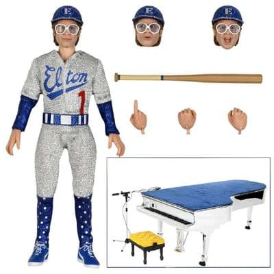 ELTON JOHN WITH PIANO (LIVE 1975) DELUXE 8 INCH CLOTHED ACTION FIGURE FROM NECA
