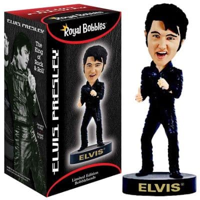 ELVIS BLACK LEATHER 68 COMEBACK SPECIAL BOBBLEHEAD FROM ROYAL BOBBLES