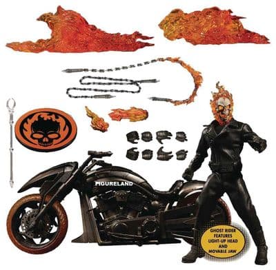 GHOST RIDER AND HELL CYCLE ONE:12 COLLECTIVE SET FROM MEZCO TOYZ