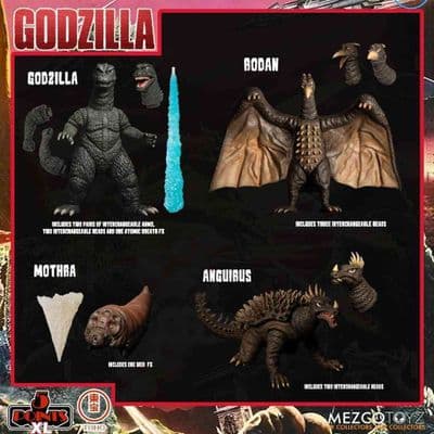 GODZILLA DESTROY ALL MONSTERS (1968) 5 POINTS XL ROUND 1 BOXED SET FROM MEZCO TOYZ