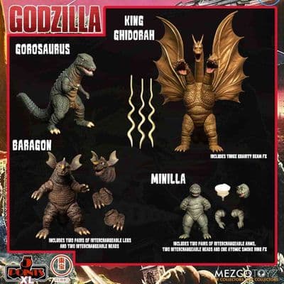 GODZILLA DESTROY ALL MONSTERS (1968) 5 POINTS XL ROUND 2 BOXED SET FROM MEZCO TOYZ
