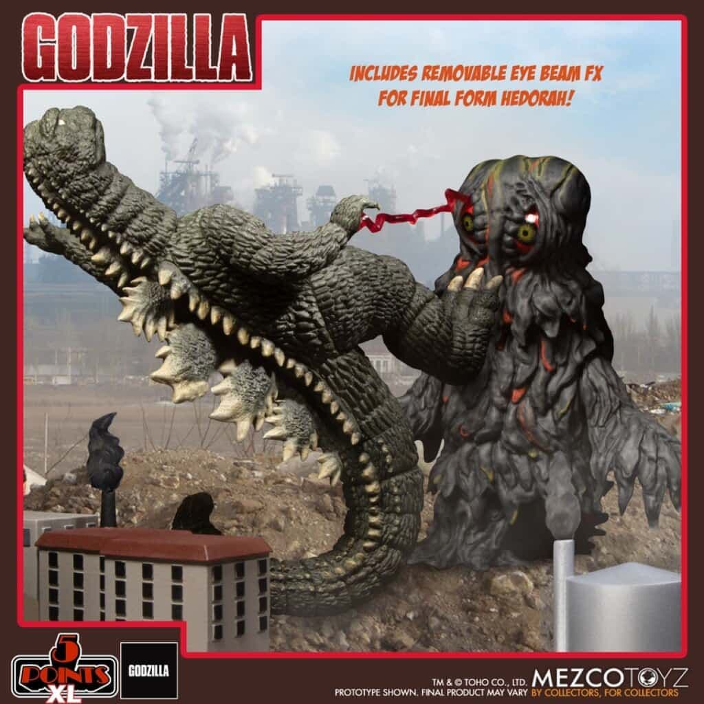 GODZILLA VS HEDORAH 1971 5 POINTS XL THREE FIGURE BOXED SET FROM MEZCO TOYZ
