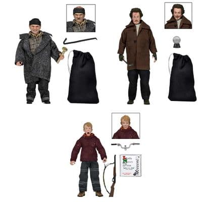 HOME ALONE CLOTHED KEVIN, HARRY & MARV ACTION FIGURES FULL SET FROM NECA