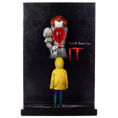 IT 2017 PENNYWISE AND GEORGIE 3D POSTER WITH FIGURE FROM SD TOYS