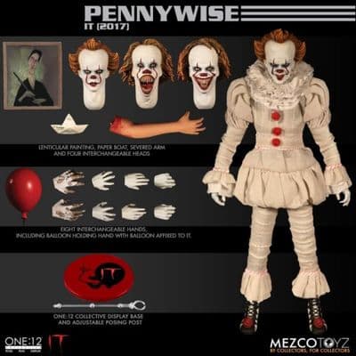 IT 2017 PENNYWISE ONE:12 COLLECTIVE ACTION FIGURE FROM MEZCO TOYZ