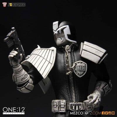 JUDGE DREDD BLACK & WHITE NYCC EXCLUSIVE ONE:12 COLLECTIVE VARIANT ACTION FIGURE FROM MEZCO TOYZ