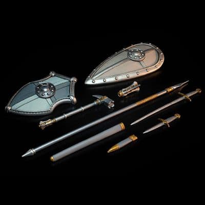 MYTHIC LEGIONS NECRONOMINUS KNIGHTS OF EATHYRON WEAPONS PACK FROM FOUR HORSEMEN STUDIOS