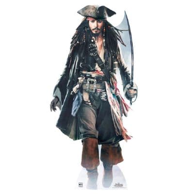 PIRATES OF THE CARIBBEAN JACK SPARROW JOHNNY DEPP WITH SWORD DISNEY LIFE SIZE CARDBOARD CUT OUT