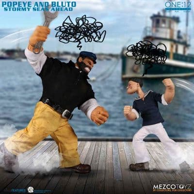 POPEYE AND BLUTO STORMY SEAS AHEAD ONE:12 COLLECTIVE ACTION FIGURE DELUXE SET FROM MEZCO TOYZ