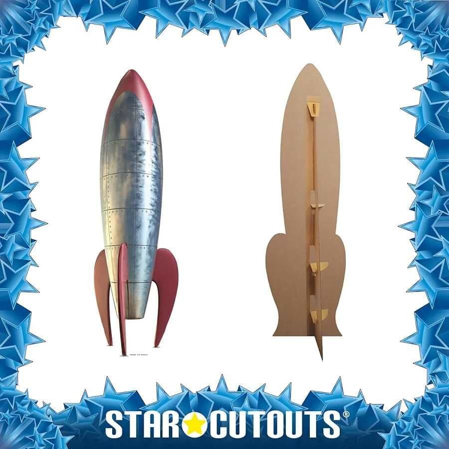 Décoration Fusée Rétro Des Années 50 - Figurine En Carton 186cm - Pour Fête Et événement