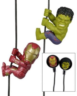 SCALERS AVENGERS AGE OF ULTRON IRON MAN AND HULK GIFT SET WITH CUSTOM EARBUDS FROM NECA