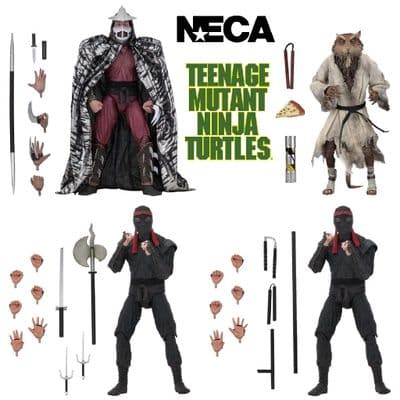 TEENAGE MUTANT NINJA TURTLES 1990 MOVIE 7” SCALE SET OF  FOUR ACTION FIGURES FROM NECA