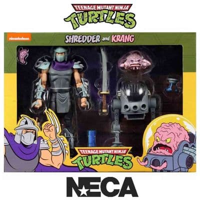 TEENAGE MUTANT NINJA TURTLES CARTOON 7” SCALE SHREDDER AND KRANG ACTION FIGURE 2 PACK FROM NECA