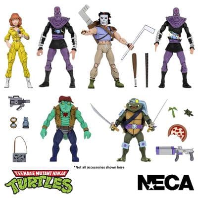 TEENAGE MUTANT NINJA TURTLES CARTOON SERIES 3 ALL 3 SETS OF ACTION FIGURE 2 PACKS FROM NECA