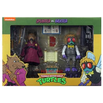 TEENAGE MUTANT NINJA TURTLES CARTOON SERIES SPLINTER AND BAXTER STOCKMAN 2 PACK FROM NECA