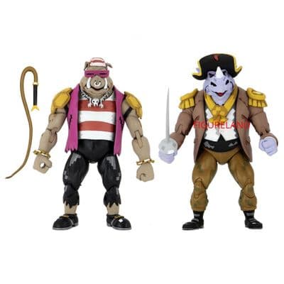 TEENAGE MUTANT NINJA TURTLES TURTLES IN TIME PIRATE BEBOP & ROCKSTEADY ACTION FIGURE 2 PK FROM NECA