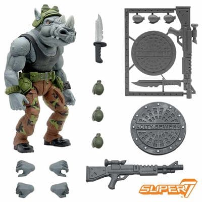 TEENAGE MUTANT NINJA TURTLES ULTIMATES ACTION FIGURE ROCKSTEADY FROM SUPER7