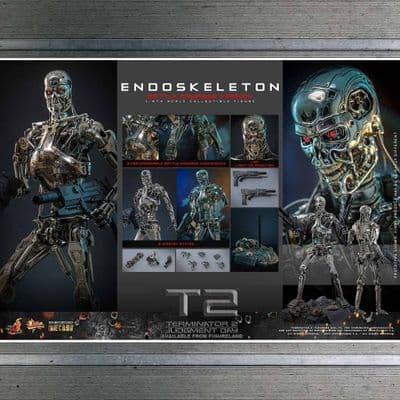 TERMINATOR 2 ENDOSKELETON BATTLE DAMAGED MOVIE MASTERPIECE DIECAST ACTION FIGURE FROM HOT TOYS