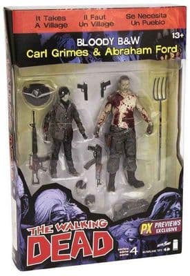 THE WALKING DEAD CARL GRIMES AND ABRAHAM FORD PREVIEWS EXCLUSIVE 2 PACK FROM MCFARLANE TOYS