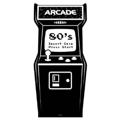 VIDEO ARCADE GOLDEN AGE BLACK AND WHITE LIFE SIZE CARDBOARD CUT OUT