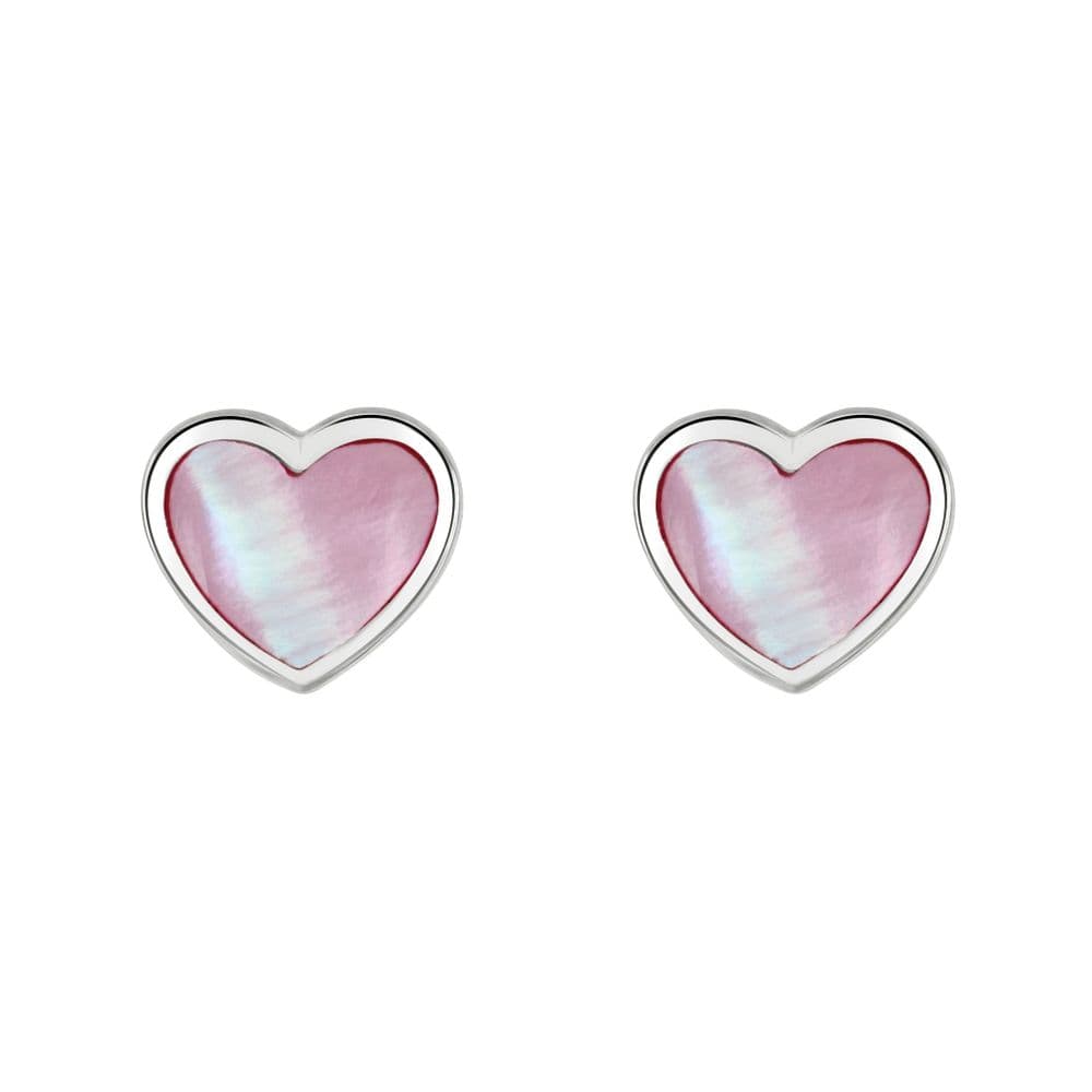 Ad Astra Ad Astra Mother of Pearl Heart Stud Earrings - Sterling Silver - Pink
