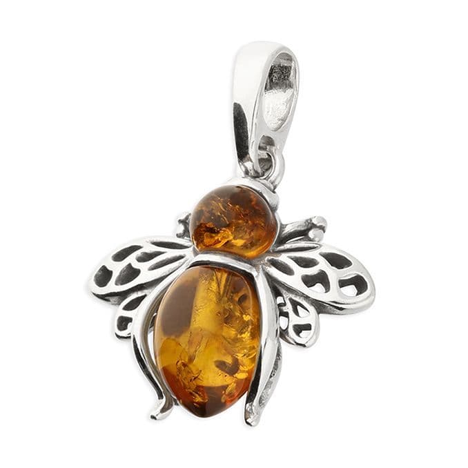 Ad Astra Amber Bee Pendant & Chain - Sterling Silver
