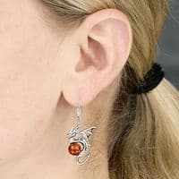 Ad Astra Amber Dragon Drop Earrings- Sterling Silver