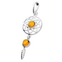 Ad Astra Amber Dreamcatcher Pendant & Chain - Sterling Silver