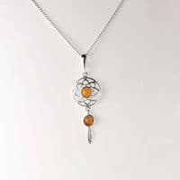Ad Astra Amber Dreamcatcher Pendant & Chain - Sterling Silver
