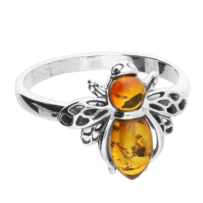 Ad Astra Baltic Amber Bee Ring - Sterling Silver