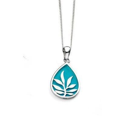 Ad Astra Blue Enamel & Sterling Silver Leaf Pendant & Chain