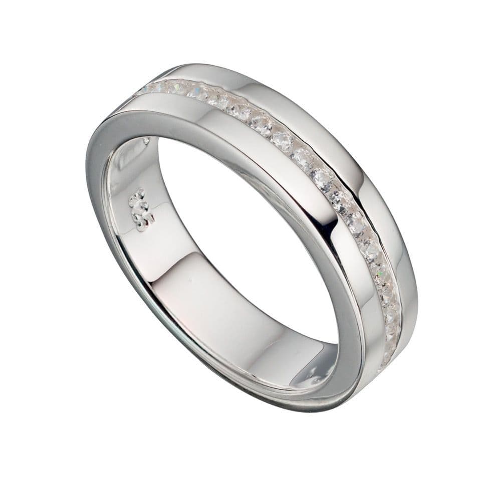 Ad Astra Channel Band Ring Sterling Silver & CZ
