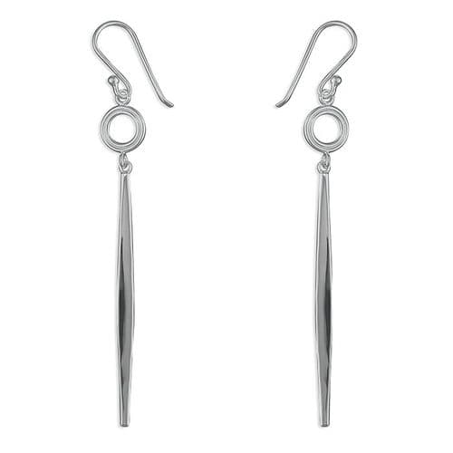 Ad Astra Circle and Long Bar Drop Earrings - Sterling Silver
