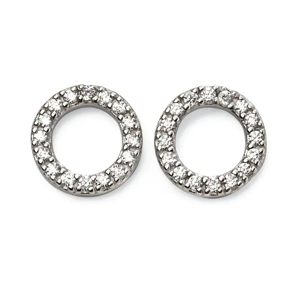 Ad Astra Circle Pave Stud Earrings Sterling Silver & CZ