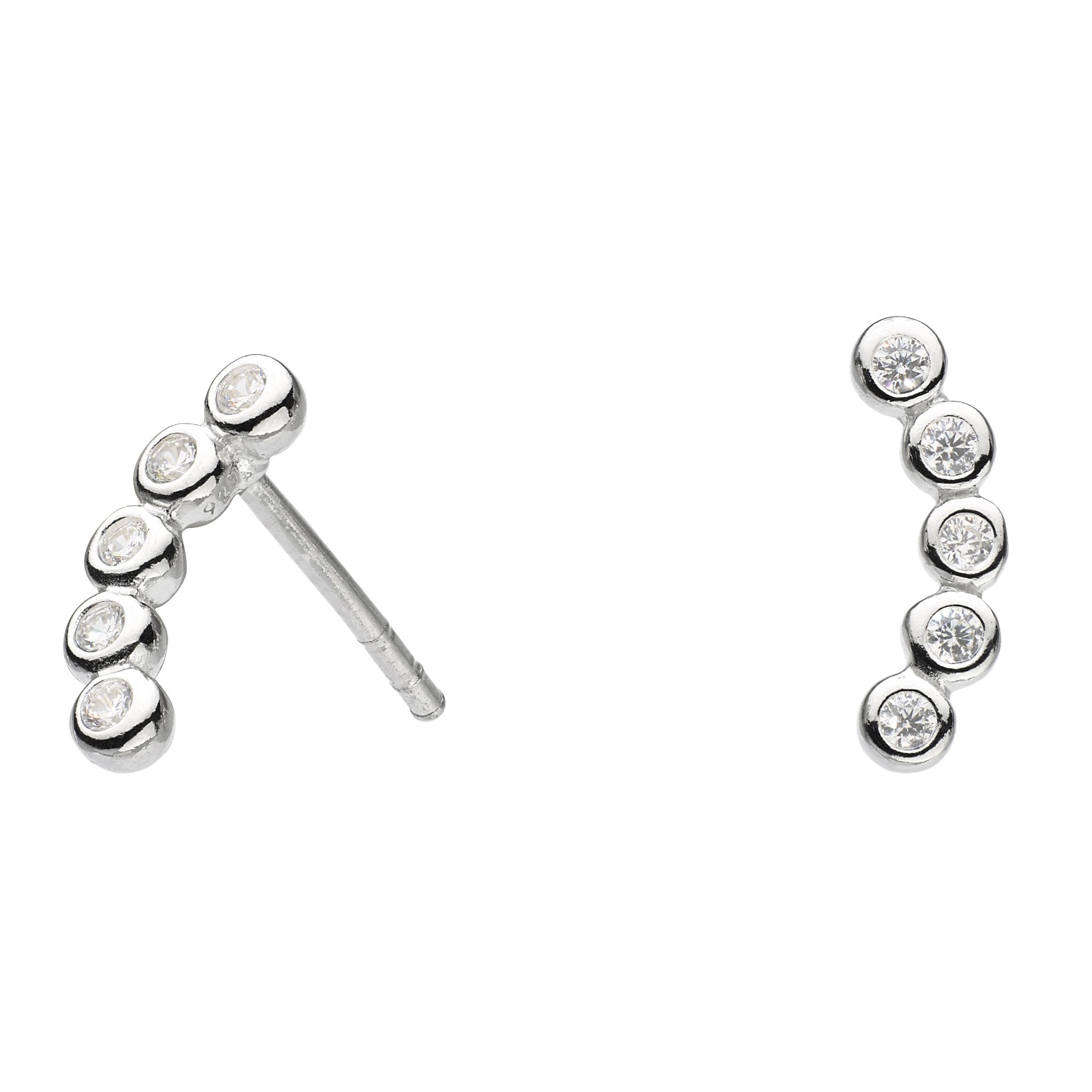 Ad Astra Curved CZ Stud Earrings Sterling Silver