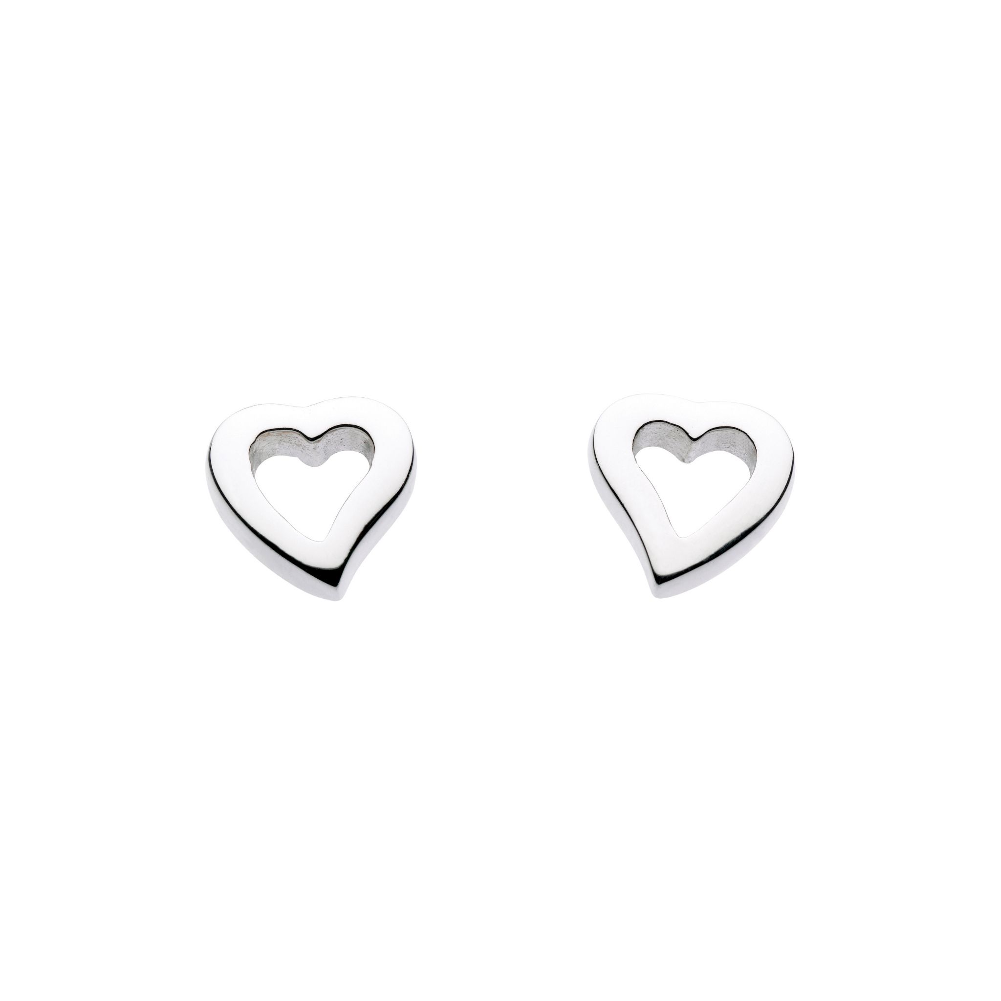Ad Astra Cut out Heart Stud Earrings (Small) Sterling Silver