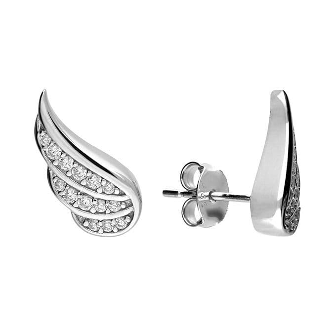 Ad Astra Double Angel Wing Stud Earrings - Sterling Silver