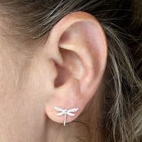 Ad Astra Dragonfly Stud Earrings w. CZ - Sterling Silver