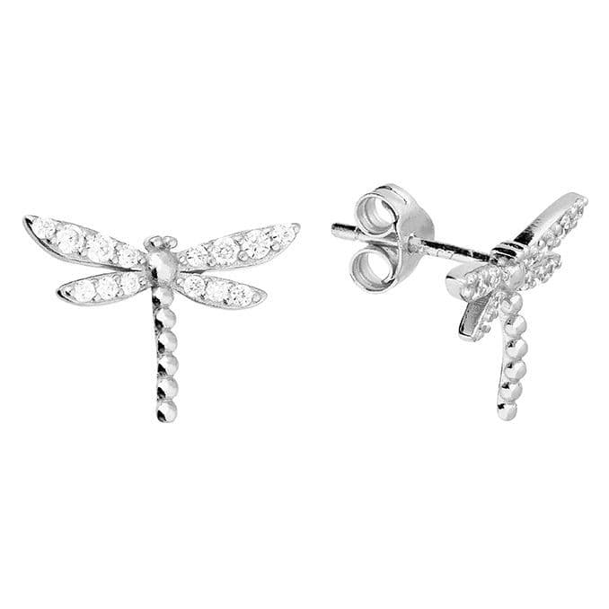 Ad Astra Dragonfly Stud Earrings w. CZ - Sterling Silver