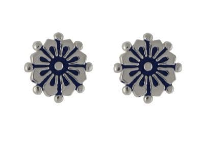 Ad Astra Flower studs with Blue Enamel Sterling Silver