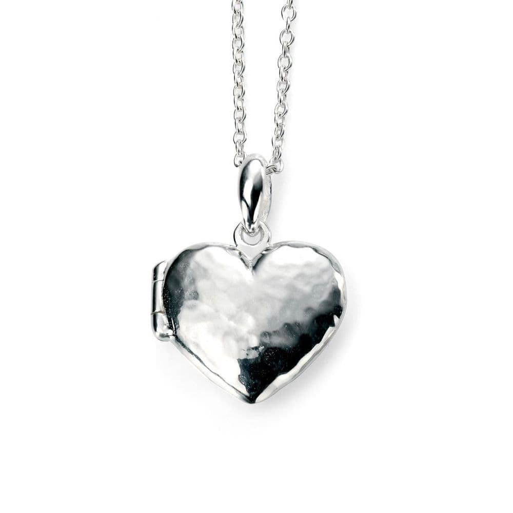 Ad Astra Hammered Heart Locket Necklace - Sterling Silver
