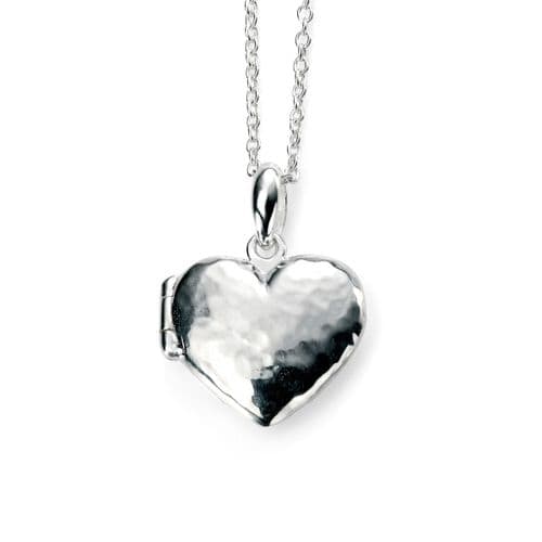 Ad Astra Hammered Heart Locket Necklace - Sterling Silver