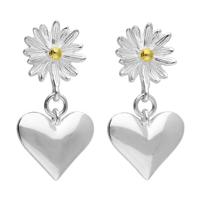 Ad Astra Heart & Daisy Studs - Sterling Silver