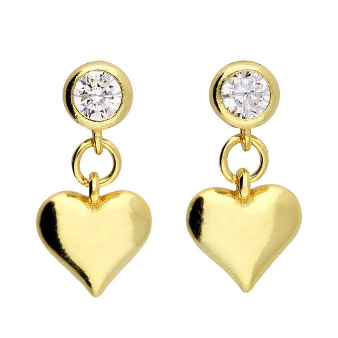 Ad Astra Heart Stud & Drop Earrings - Gold Plated Sterling Silver