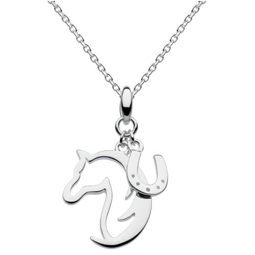 Ad Astra Horse & Horseshoe Pendant & Chain Sterling Silver