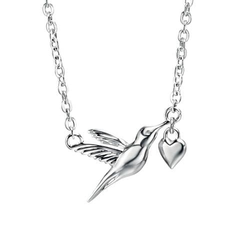 Ad Astra Hummingbird & Heart Necklace - Sterling Silver