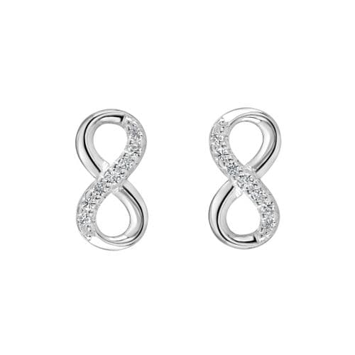 Ad Astra Infinity Stud Earrings Sterling Silver with CZ