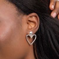 Ad Astra Large Hammered Heart Stud Earrings - Sterling Silver