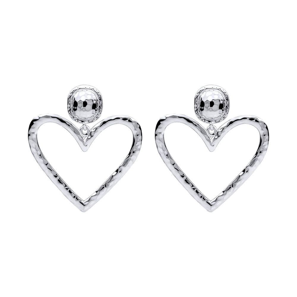 Ad Astra Large Hammered Heart Stud Earrings - Sterling Silver