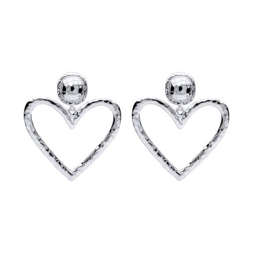 Ad Astra Large Hammered Heart Stud Earrings - Sterling Silver